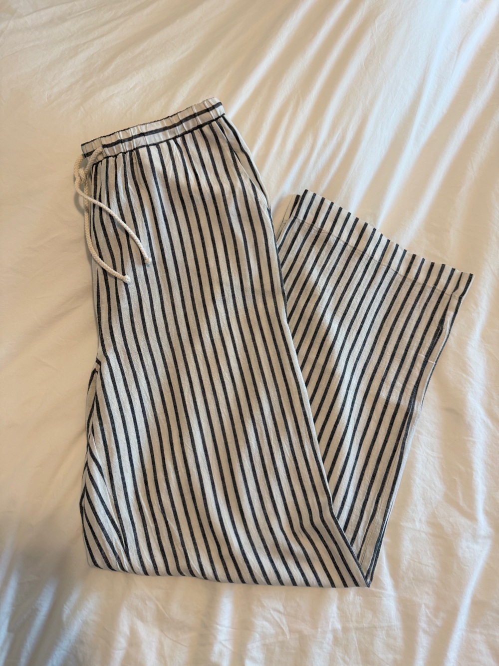 Navy and White Stripe Linen Pants